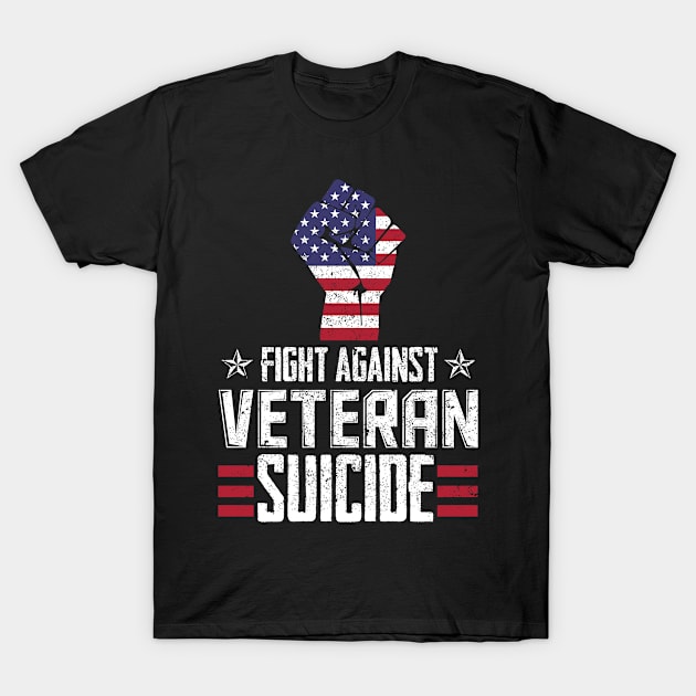 American Flag  Fight against Veteran Suicide T-Shirt by Caskara